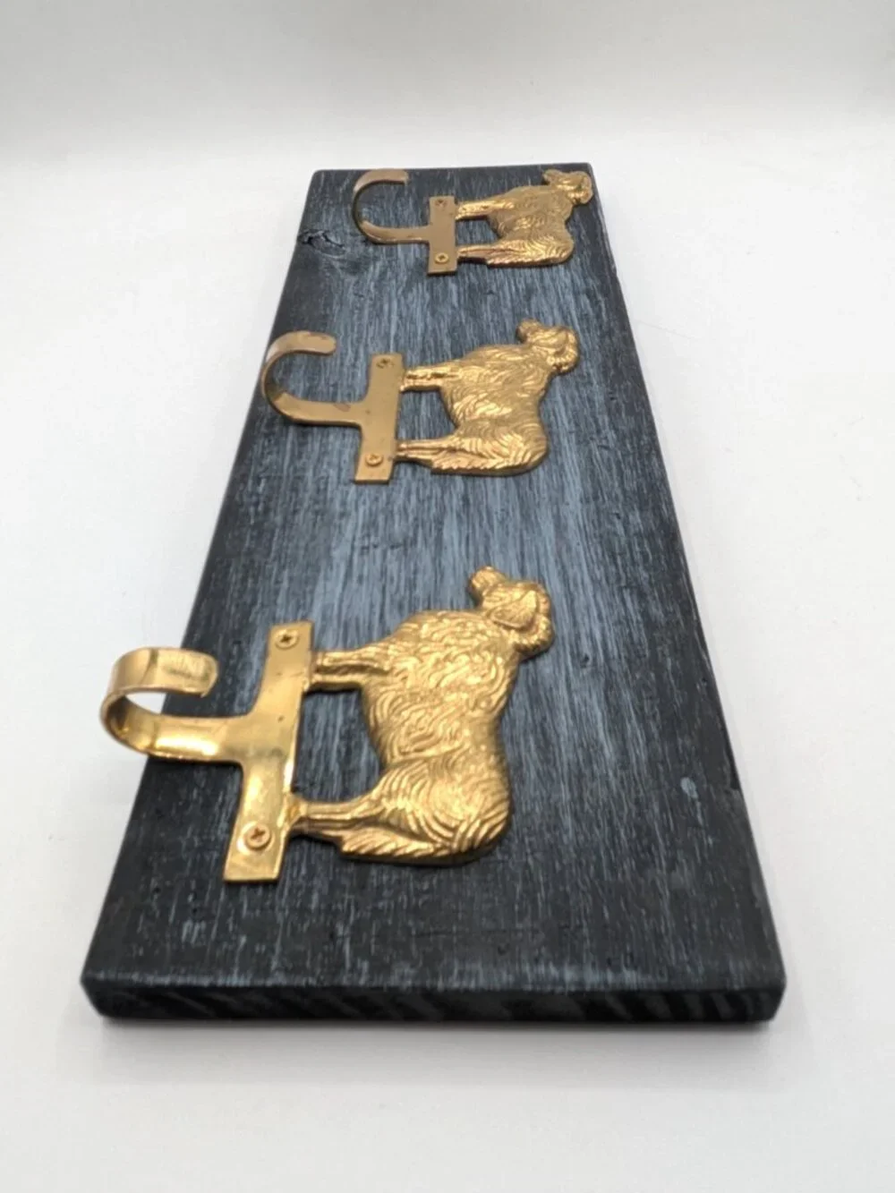 Hand Crafted Hat Key Coat Rack 3 Brass Sheep Ram Aries Hooks Wall Mount 15